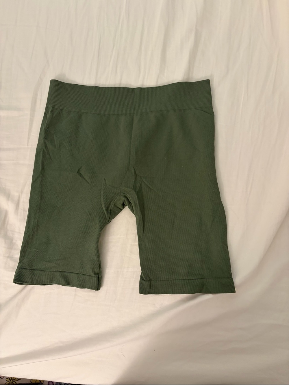 High-Rise Olive Green Bike Shorts - Women